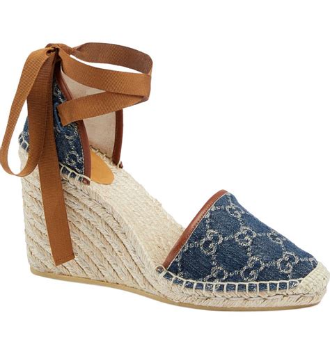 gucci suede espadrille wedge sandal cream|Gucci espadrilles denim.